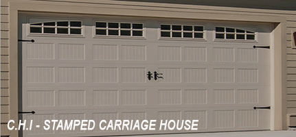 White 2-door grarage with stamped carriage house