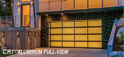 Garage door with aluminum full-view