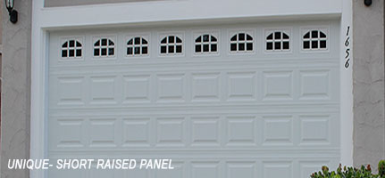 White garage door with short raised panel