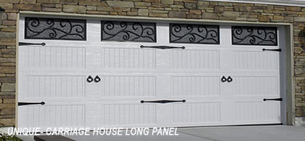 2 garages with 2 doors each with carriage house long panel design