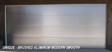 Brushed aluminum modern smooth garage door